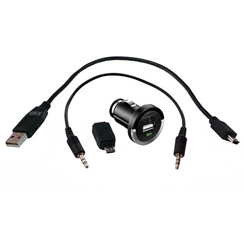 KFZ-Set: USB-Ladeadapter + Mini-B-Kabel + Micro-B-Adapter + Audio-Kabel