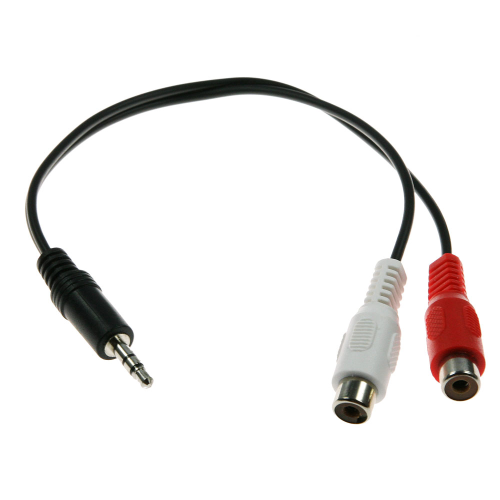 Audio-Kabel. 3,5-mm-Klinke auf 2x Cinch-Buchse. 25cm