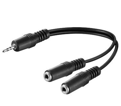 Audio-Kabel. 3,5-mm Klinke 3pol. auf 2x 3,5 Buchse. 25cm