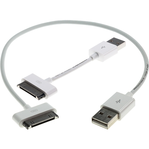 Set: CLASSIC 30pin-DockConnector-USB-Daten-/Ladekabel für iPod, iPhone + iPad. 10cm + 30cm