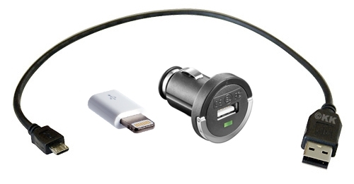 3er-Set: Original APPLE Lightning-Adapter + 30 cm-Micro-USB-Kabel + 1.200mA-KFZ-Ladeadapter