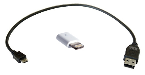 2er-Set: Original APPLE Lightning-Adapter + 30cm-Micro-USB-Kabel