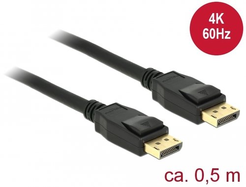 DisplayPort 1.2 Kabel. DisplayPort Stecker auf DisplayPort Stecker. 50cm. schwarz.