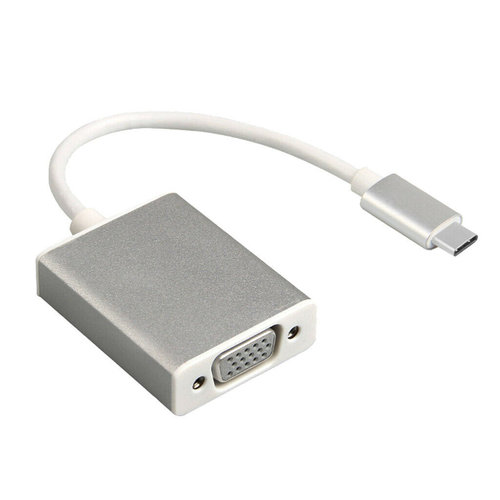 USB-Adapter: Stecker Typ-C an VGA-Buchse. weiß. 10cm