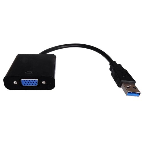 USB-Adapter: Stecker USB-3.0 an VGA-Buchse. schwarz. 10cm