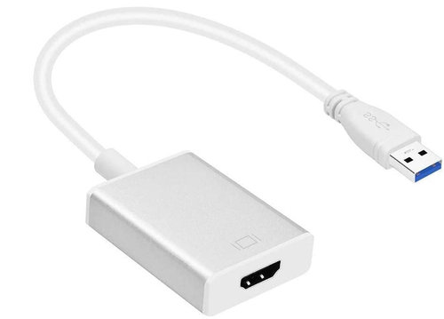 USB-Adapter: Stecker USB-3.0 an HDMI-Buchse. weiß. 10cm