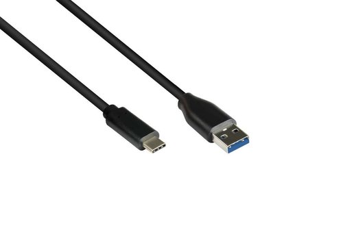 USB-C-Kabel: Stecker Typ-A an Stecker Typ-C. bis 5Gbit/s. extrem flexibel. 50cm. schwarz.