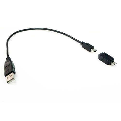 USB 2.0 (A auf Mini-B) + Micro-B-Adapter (Stecker). 30/35cm.