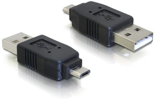 USB-Verlängerung (A auf A) SCHWARZ + A-auf-Micro-B-Adapter (2xStecker).  35/40cm.