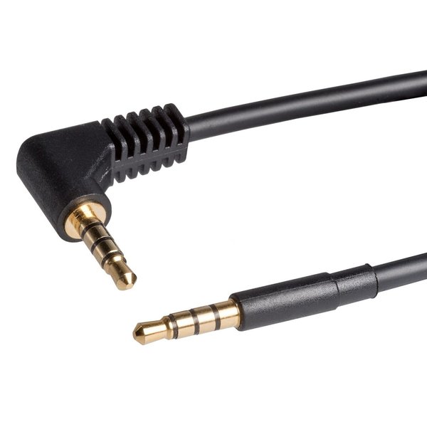 Premium-AUX-Kabel. 3,5-mm-Klinke. SlimLine- (für Bumper / Case) auf 90°-Stecker. 20cm