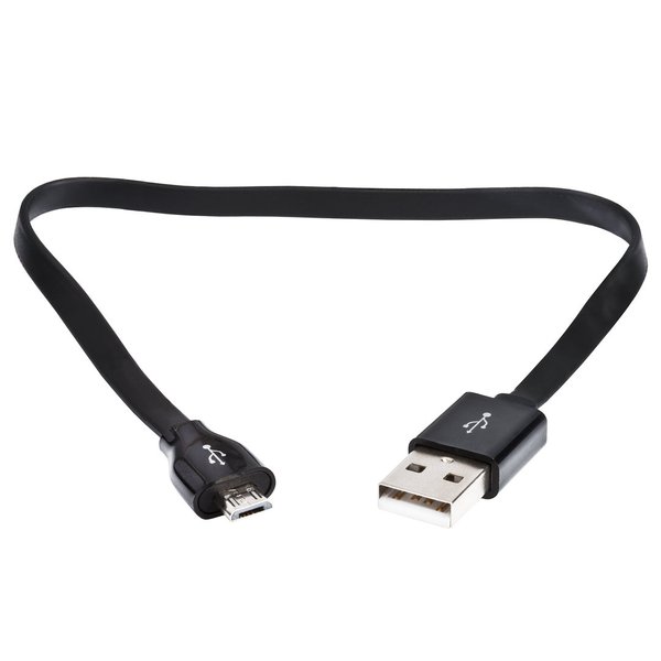 Schnellladekabel (Flachband) USB 2.0 (A auf Micro-B). 30cm.