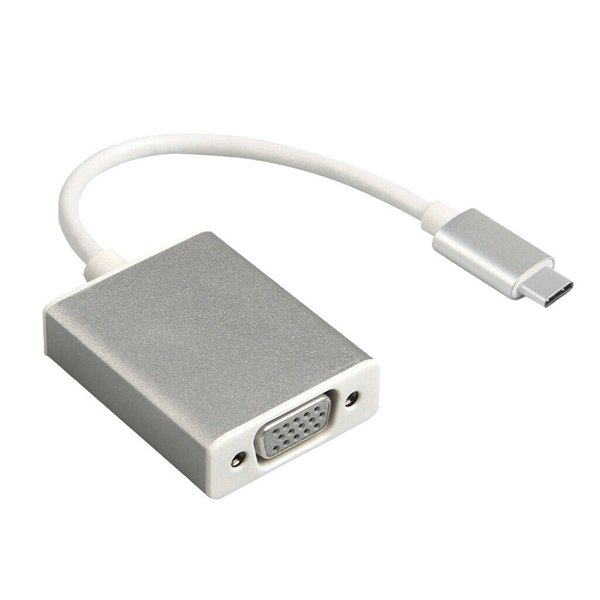 USB-Adapter: Stecker Typ-C an VGA-Buchse. weiß. 10cm.