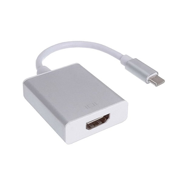 USB-Adapter: Stecker Typ-C an HDMI-Buchse. weiß. 10cm.