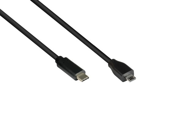 Daten-/ Ladekabel USB- C-Stecker auf USB 2.0 Micro-B-Stecker. schwarz. 50cm.