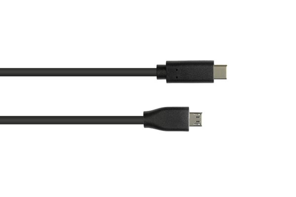 Daten-/ Ladekabel USB- C-Stecker auf USB 2.0 Micro-B-Stecker. schwarz. 50cm.